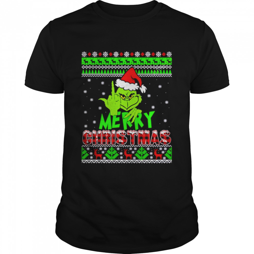 Grinch Flip off Merry Christmas shirt