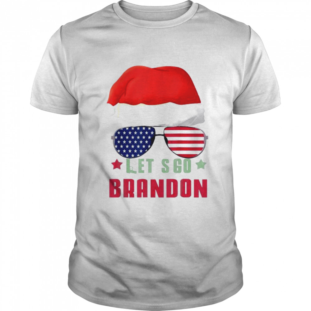 Let’s go Brandon Christmas Santa Hat Sunglasses American shirt