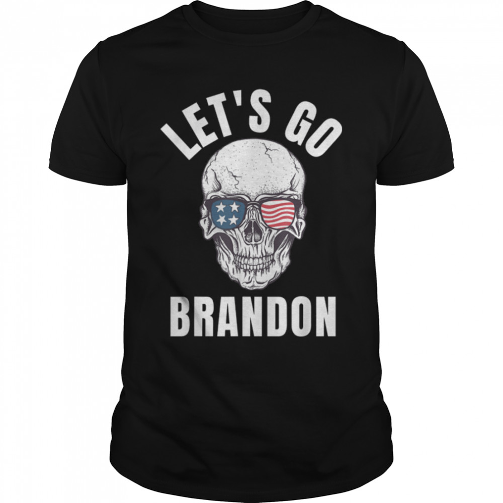Let’s Go Brandon Funny Joe Biden Brandon Joe Skull With US T-Shirt B09J2MBVXQ