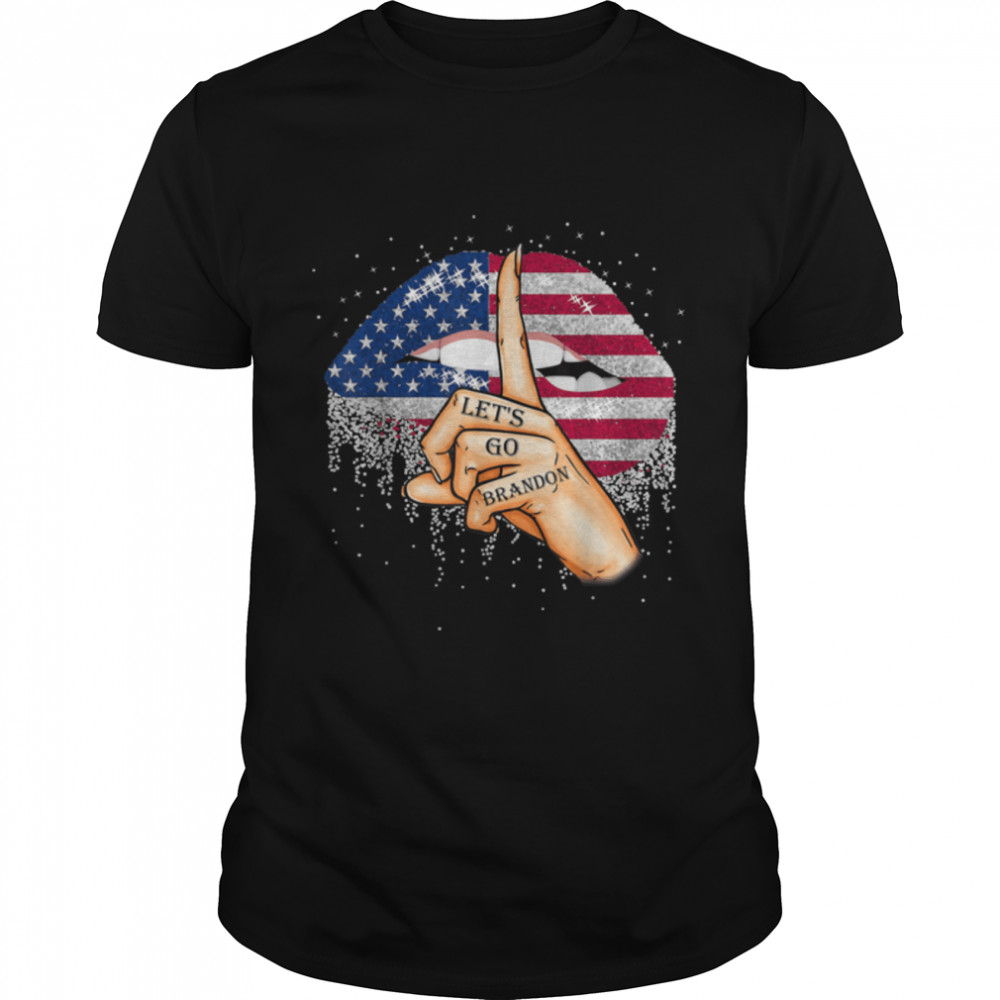 Let’s Go Brandon Joe Biden Chant Impeach Biden USA Lip Flag T-Shirt B09JZG2GCZ