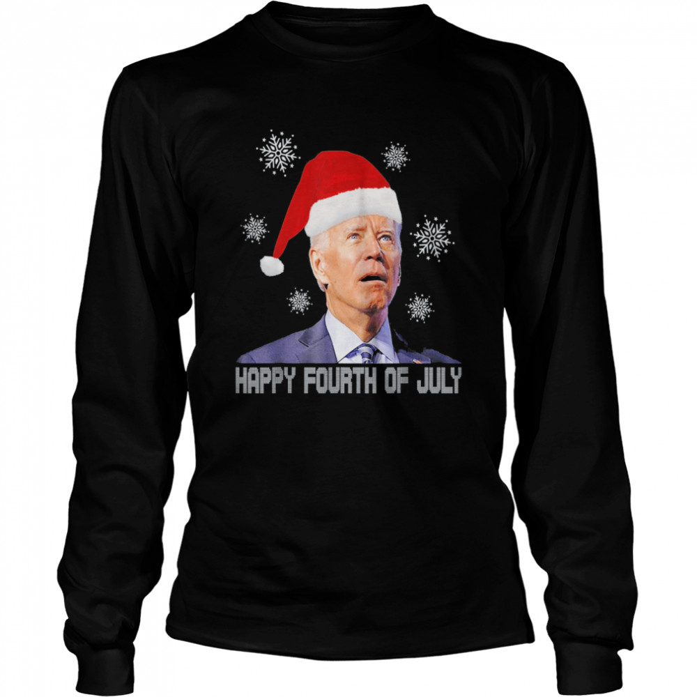 Anti Joe Biden Happy 4th of July Merry Christmas Gift Long Sleeved T-shirt