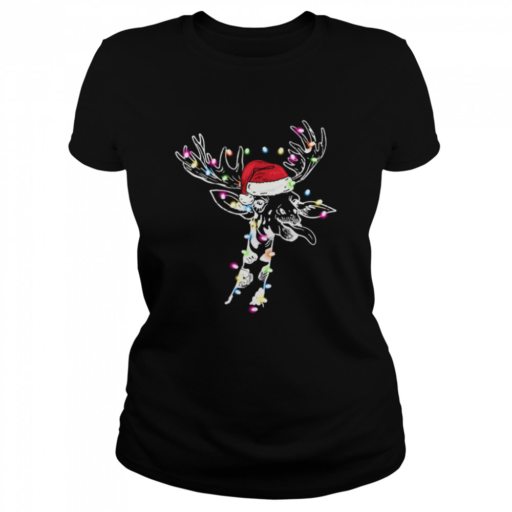 Giraffe Santa Merry Christmas Classic Women's T-shirt