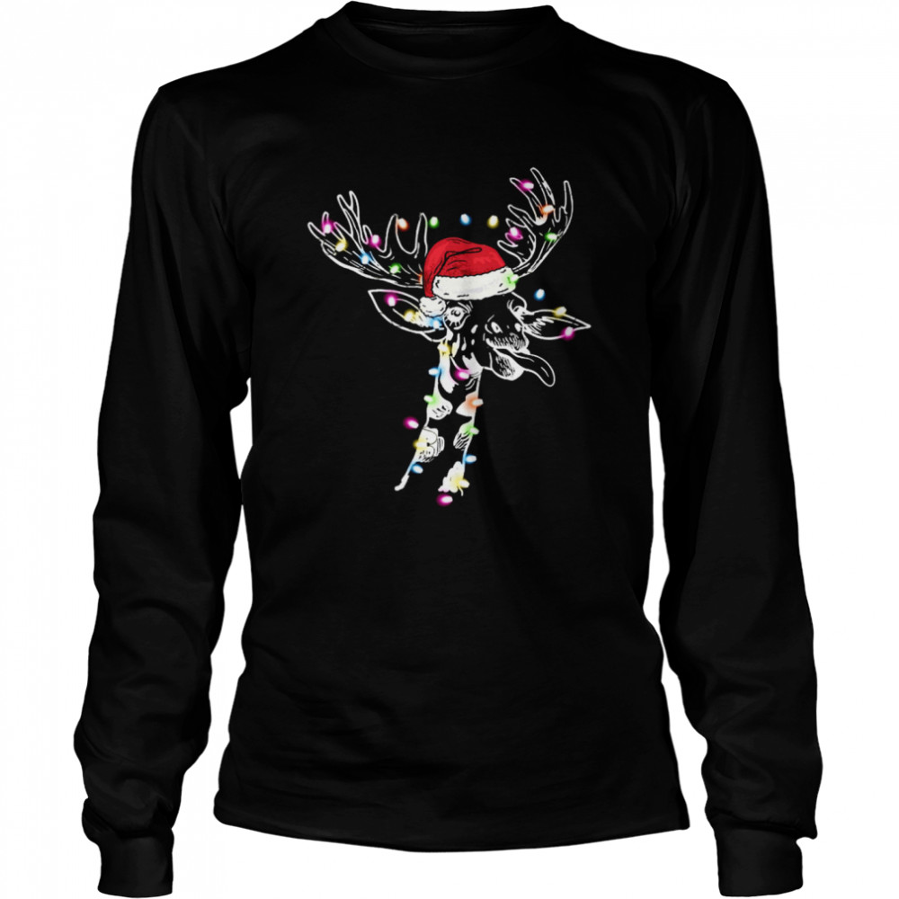 Giraffe Santa Merry Christmas Long Sleeved T-shirt