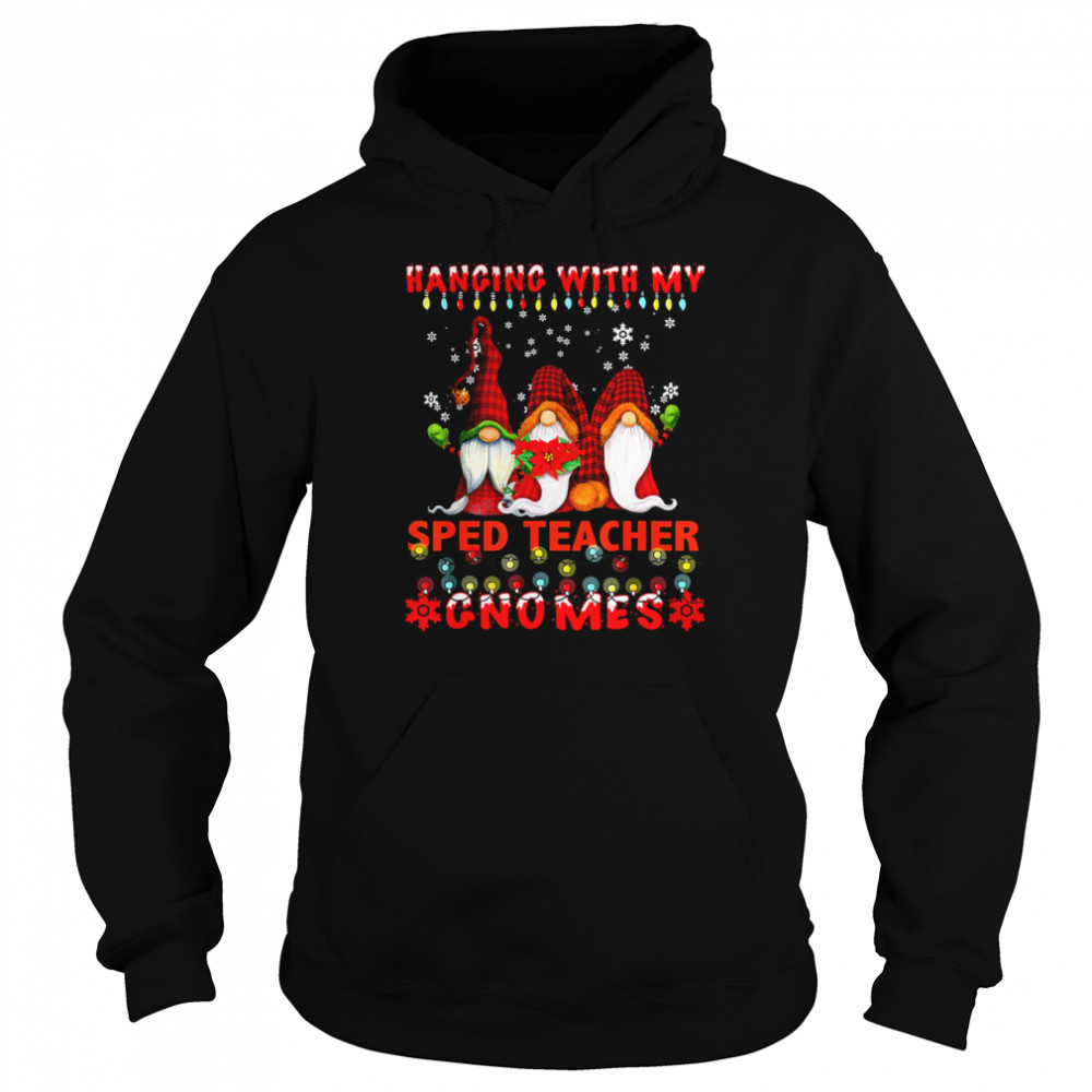 Hanging With My SPED Teacher Gnomes Ugly Xmas Matching Unisex Hoodie