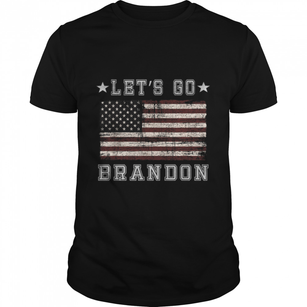 Let’s Go Brandon Biden Chant Grunge Distressed American Flag T-Shirt B09JL62R5T