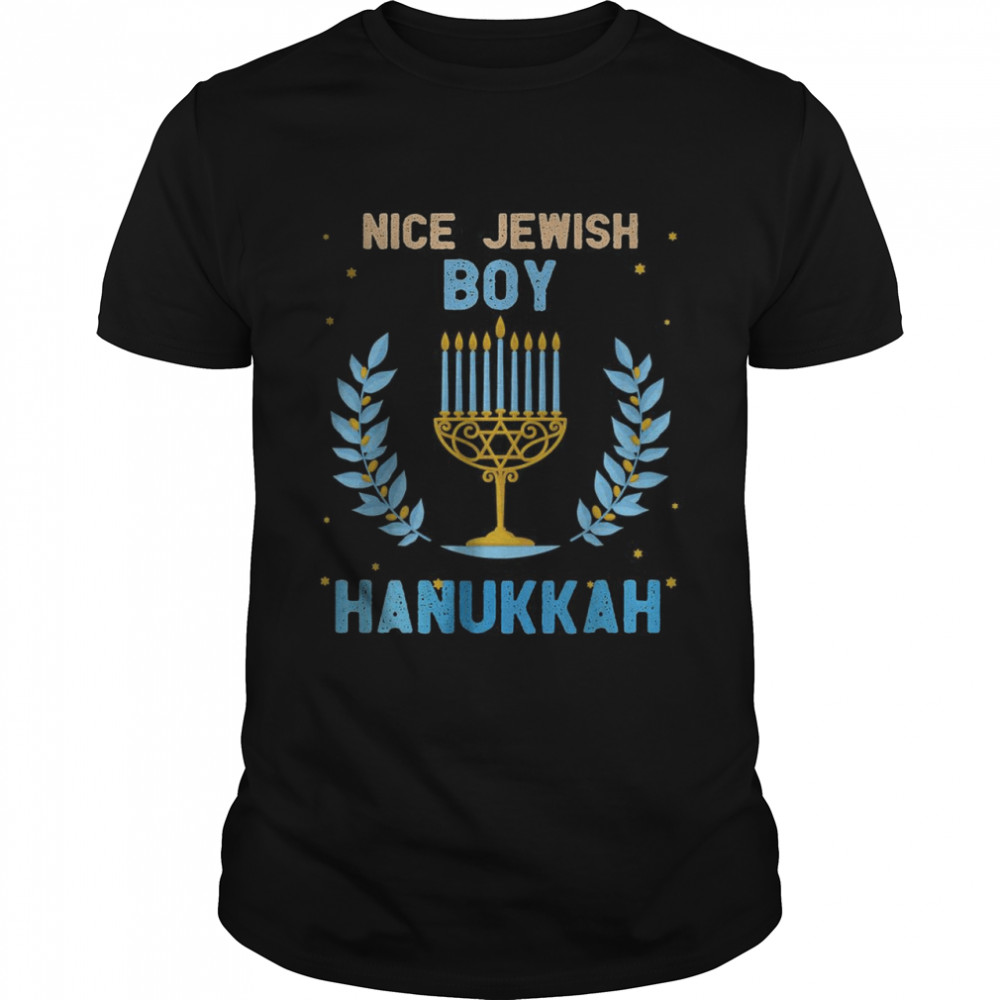 Nice Jewish Boy Hanukkah Menorah Nine Candles T- Classic Men's T-shirt