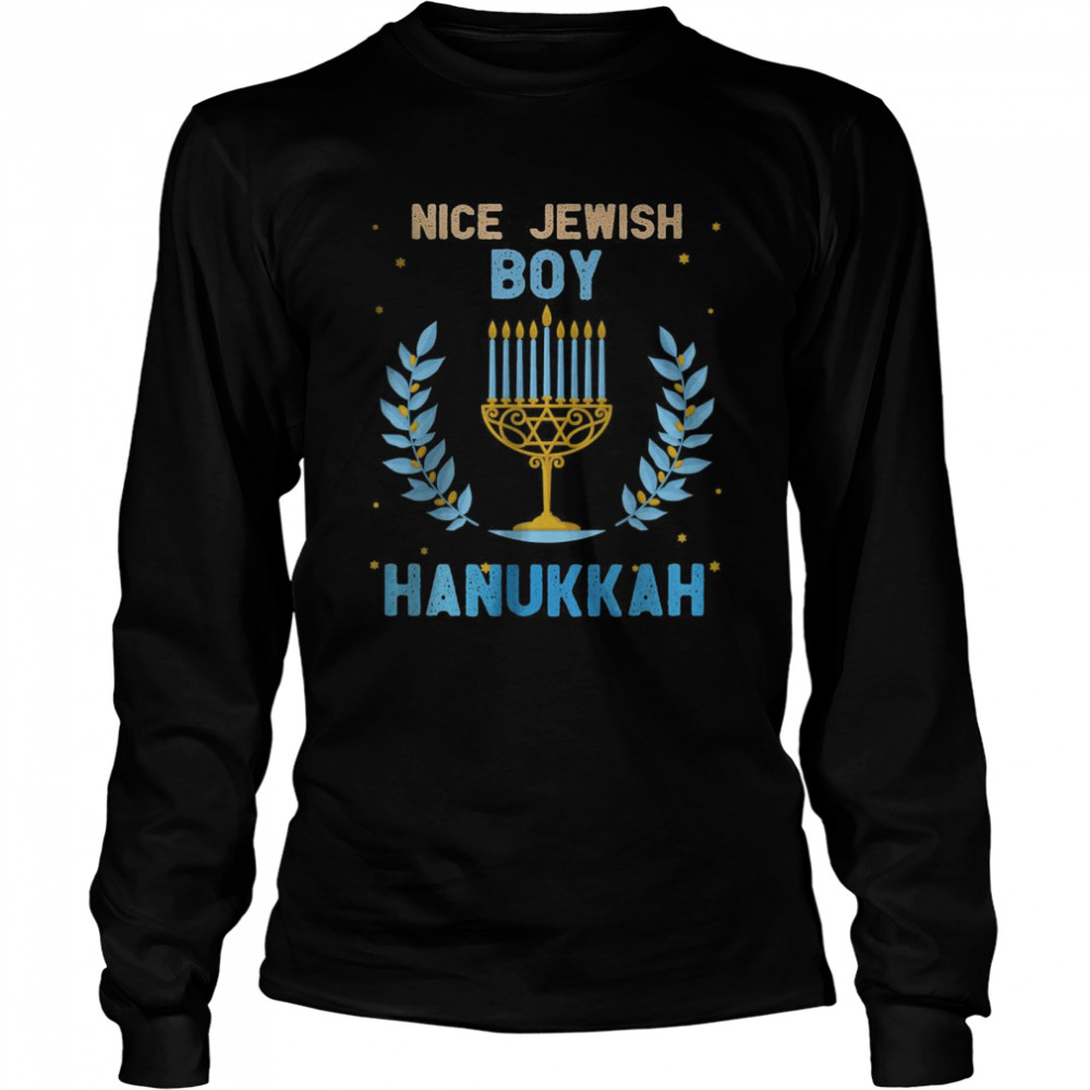 Nice Jewish Boy Hanukkah Menorah Nine Candles T- Long Sleeved T-shirt