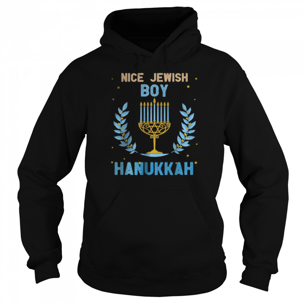 Nice Jewish Boy Hanukkah Menorah Nine Candles T- Unisex Hoodie