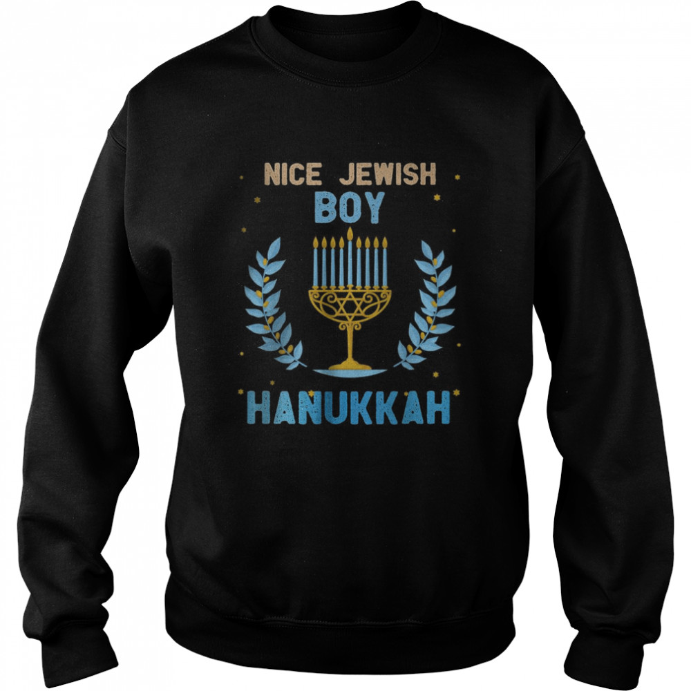 Nice Jewish Boy Hanukkah Menorah Nine Candles T- Unisex Sweatshirt