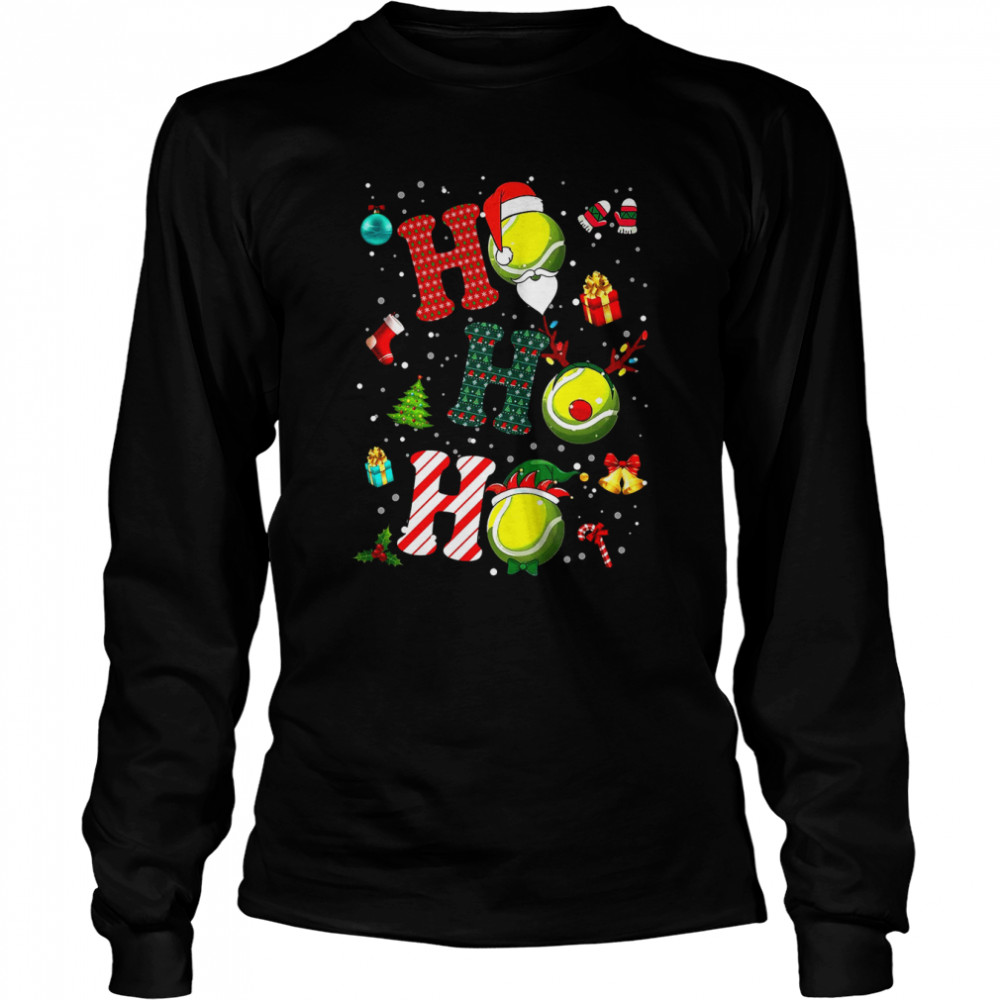 Baseball Ho Ho Ho Merry Christmas Long Sleeved T-shirt