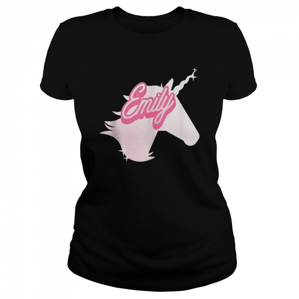 Emily Name Personalized Unicorn Theme Party Classic Women's T-shirt