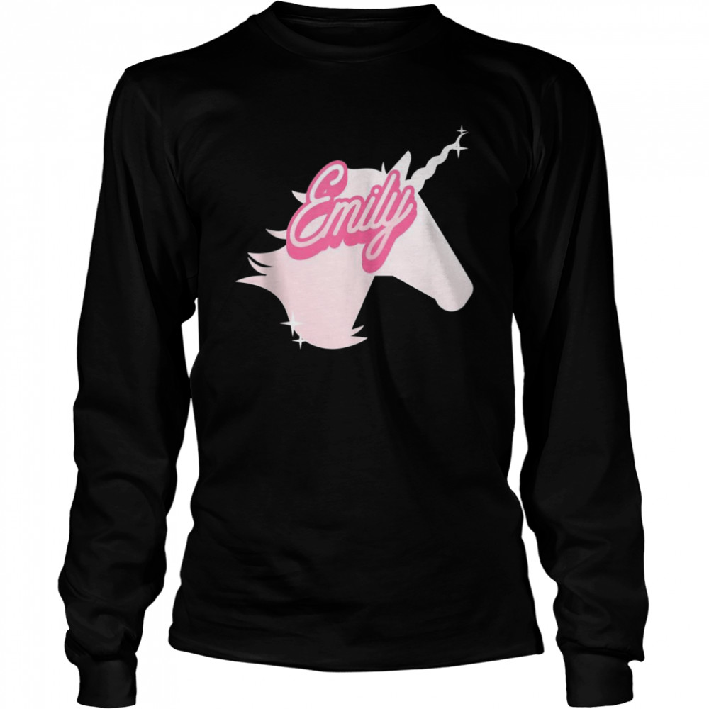 Emily Name Personalized Unicorn Theme Party Long Sleeved T-shirt