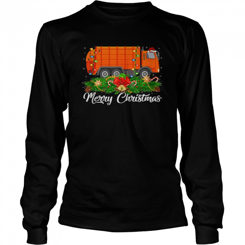 Garbage Truck Matching Santa Garbage Truck Christmas Long Sleeved T-shirt