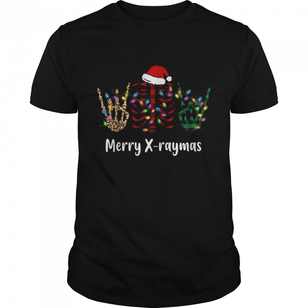 Merry XRaymas Xmas Light Santa Skeleton Rib Cage Radiology Classic Men's T-shirt