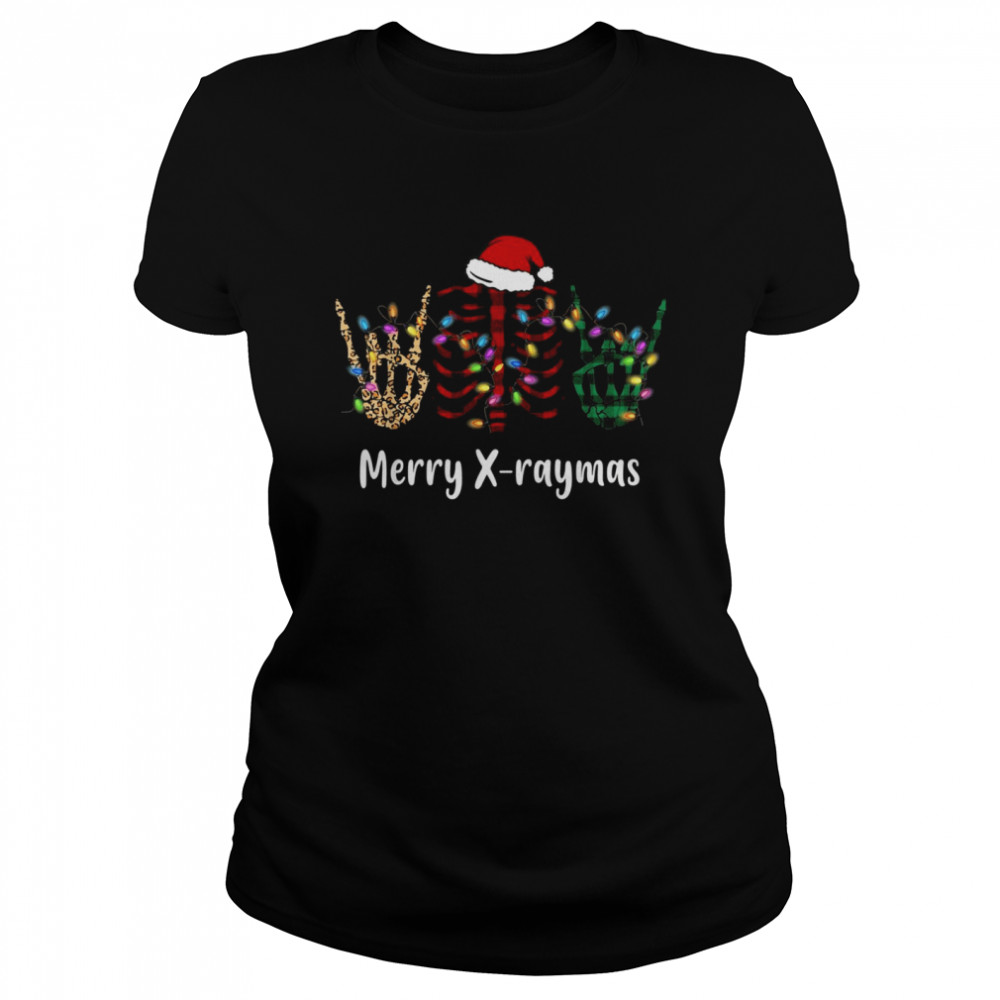 Merry XRaymas Xmas Light Santa Skeleton Rib Cage Radiology Classic Women's T-shirt