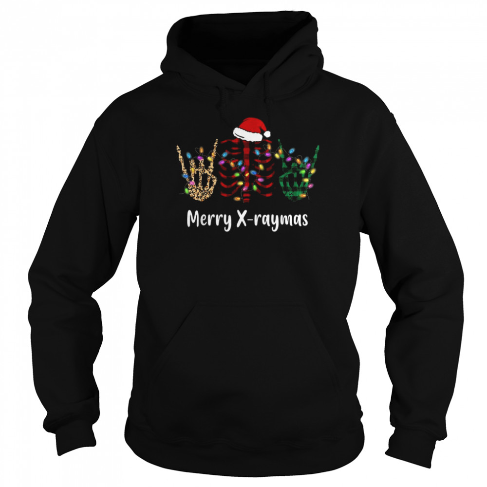 Merry XRaymas Xmas Light Santa Skeleton Rib Cage Radiology Unisex Hoodie