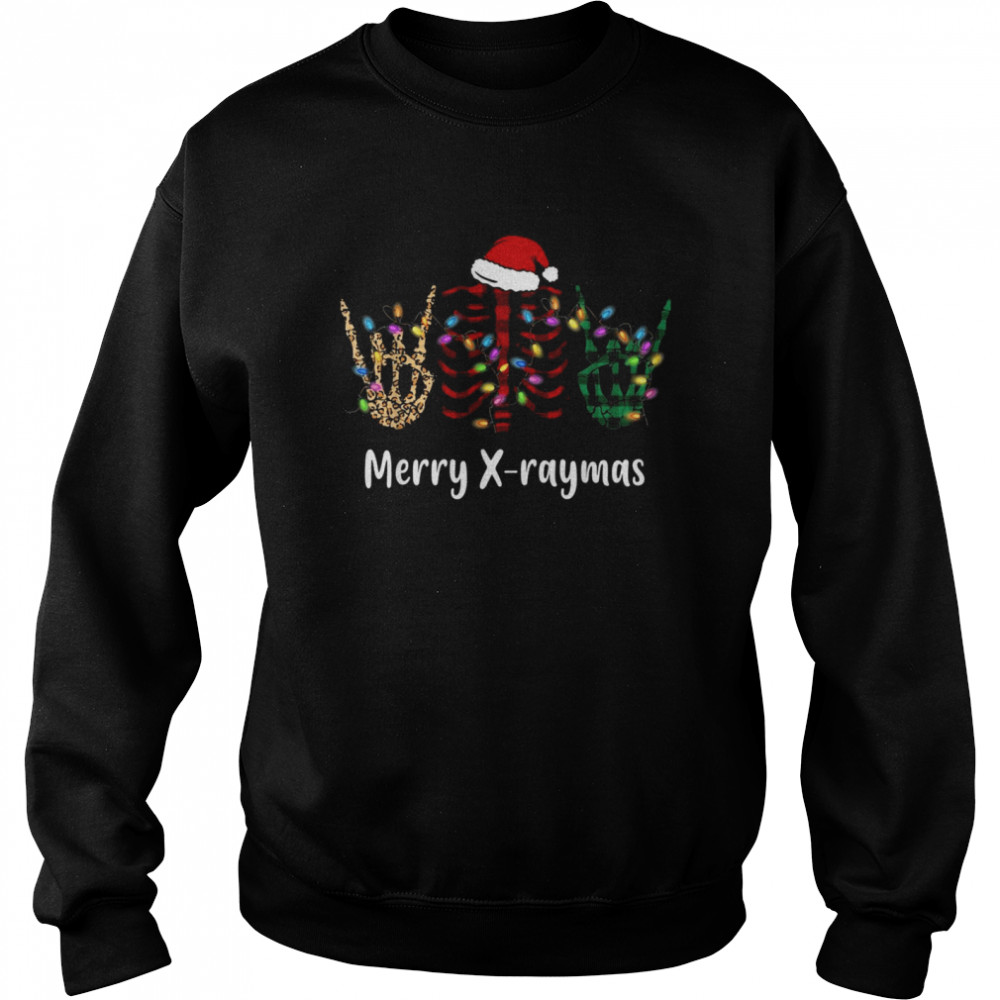 Merry XRaymas Xmas Light Santa Skeleton Rib Cage Radiology Unisex Sweatshirt