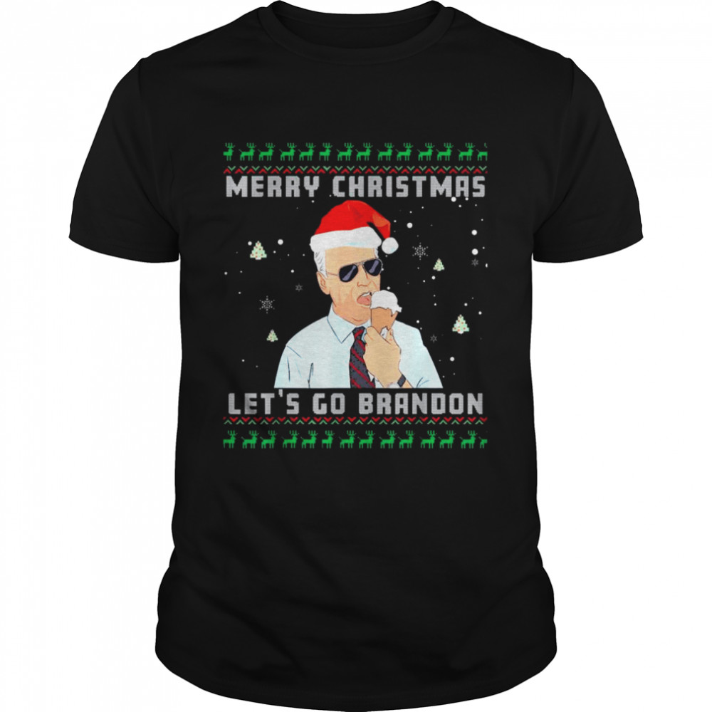 Santa Biden Eating Cream Merry Christmas Let’s Go Brandon Ugly Christmas shirt Classic Men's T-shirt