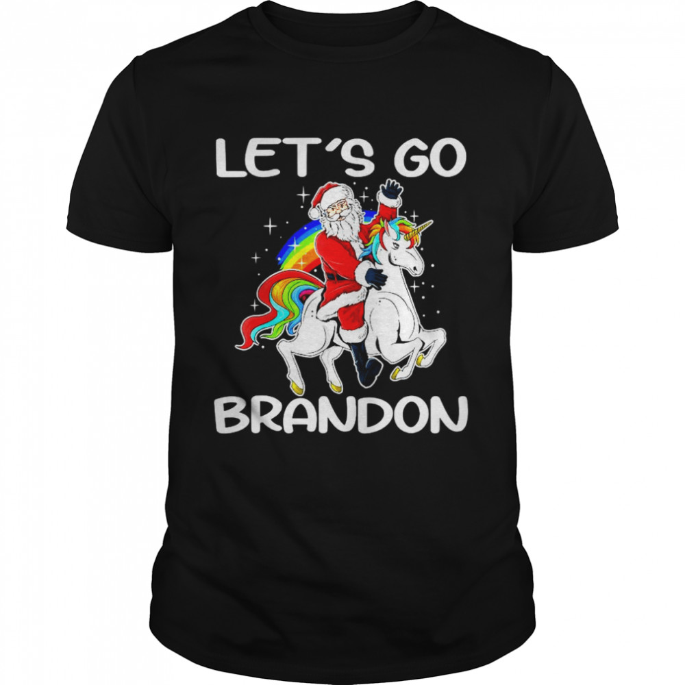 Santa Claus riding Unicorn let’s go brandon anti Biden Christmas shirt Classic Men's T-shirt