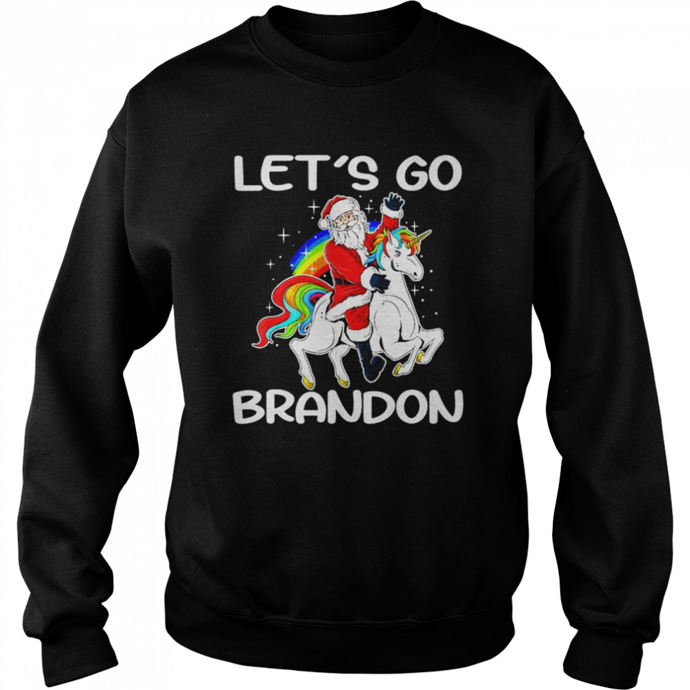 Santa Claus riding Unicorn let’s go brandon anti Biden Christmas shirt Unisex Sweatshirt