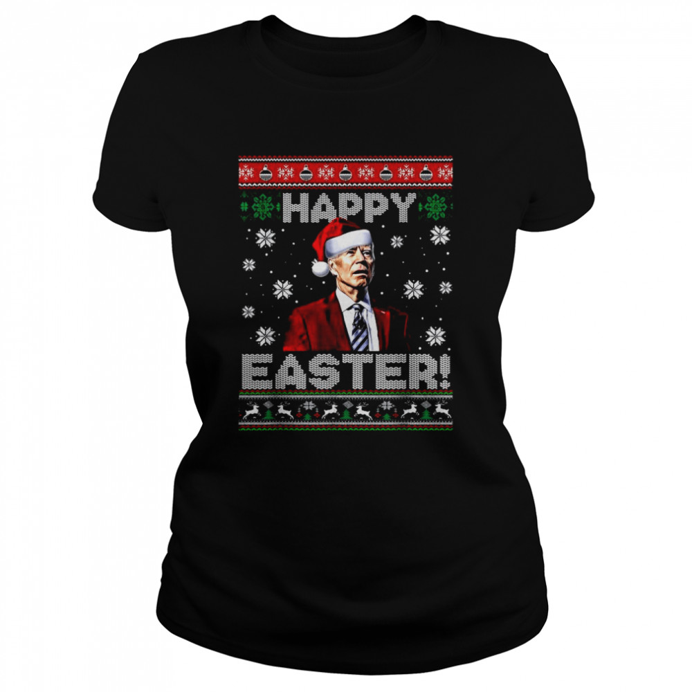 Santa Joe Biden happy easter Ugly Christmas shirt Classic Women's T-shirt