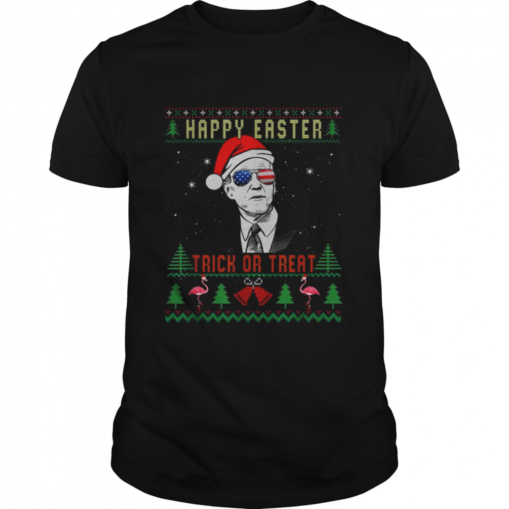 Santa Joe Biden Sunglasses US Flag Happy Easter Trick Or Treat Ugly Christmas shirt Classic Men's T-shirt