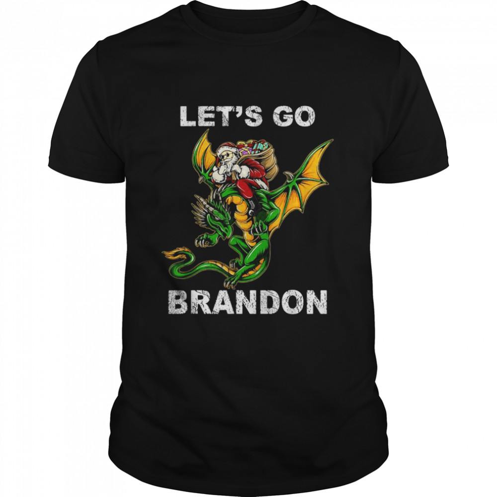 Santa Riding Dragon Let’s Go Brandon Christmas shirt Classic Men's T-shirt