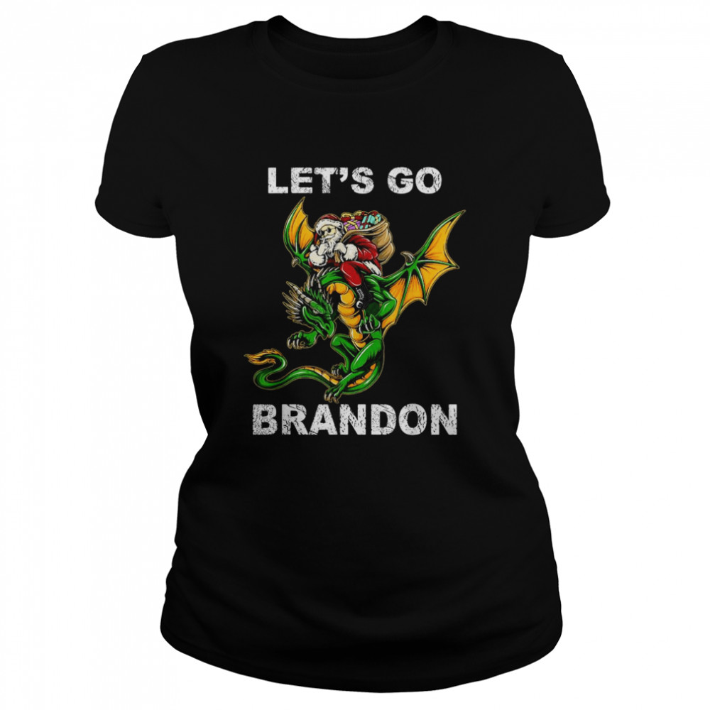 Santa Riding Dragon Let’s Go Brandon Christmas shirt Classic Women's T-shirt