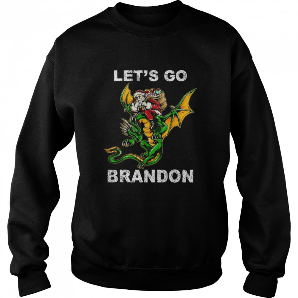 Santa Riding Dragon Let’s Go Brandon Christmas shirt Unisex Sweatshirt