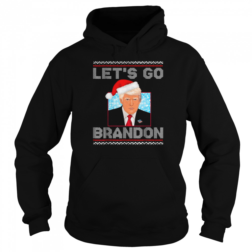 Santa Trump let’s go brandon anti Biden Ugly Christmas 2021 shirt Unisex Hoodie