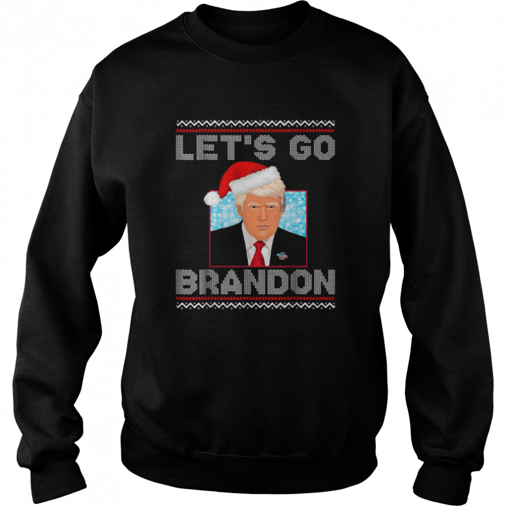 Santa Trump let’s go brandon anti Biden Ugly Christmas 2021 shirt Unisex Sweatshirt