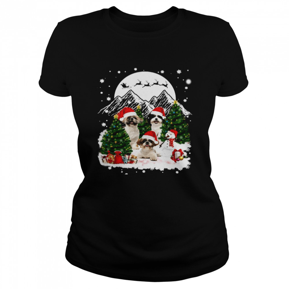 Shih Tzu Santa Christmas Sweat T-shirt Classic Women's T-shirt