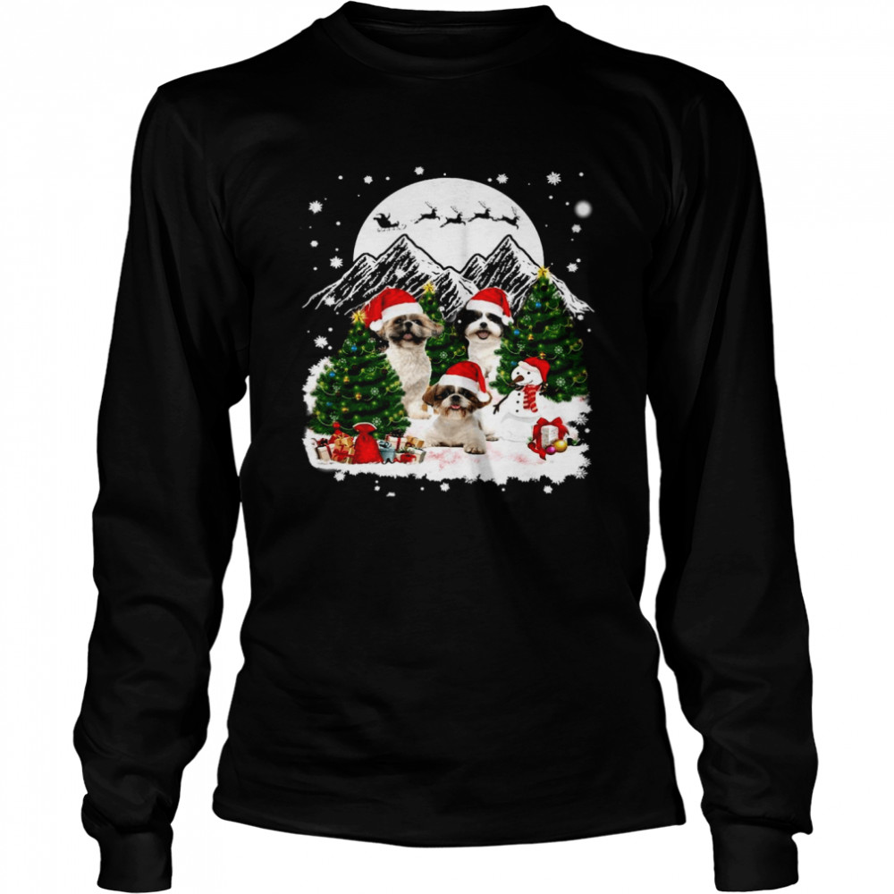 Shih Tzu Santa Christmas Sweat T-shirt Long Sleeved T-shirt