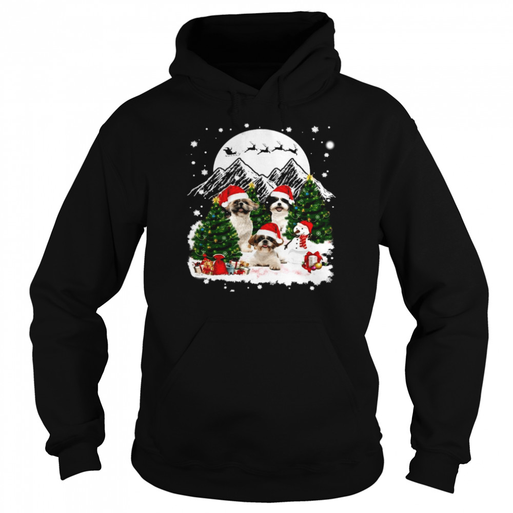 Shih Tzu Santa Christmas Sweat T-shirt Unisex Hoodie