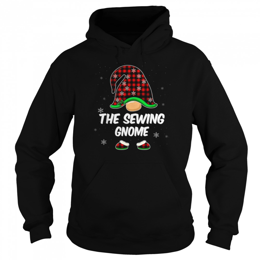 The Sewing Gnome Buffalo Plaid Matching Family Christmas shirt Unisex Hoodie