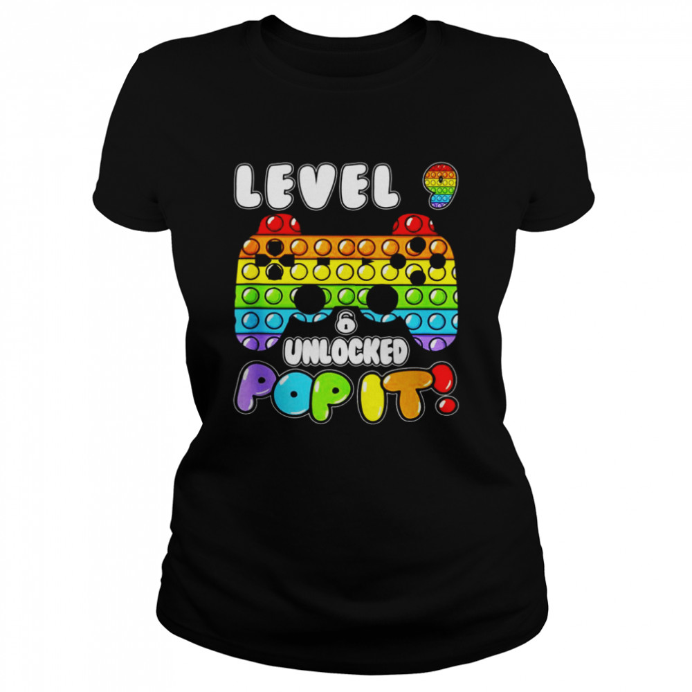 Level 9 Unlock Boy Girl Pop It 9 Years Old Birthday Gamer Classic Women's T-shirt