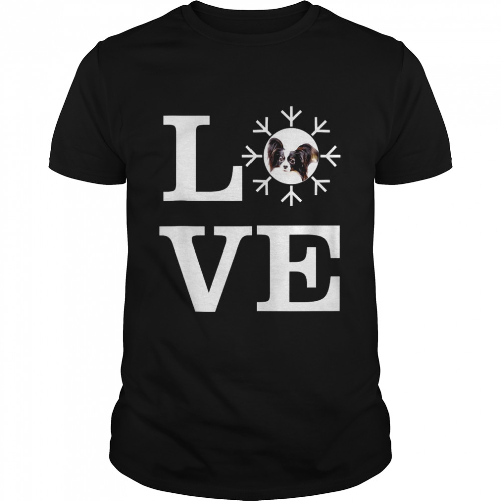 Love Snowflake Dog Papillon Classic Men's T-shirt