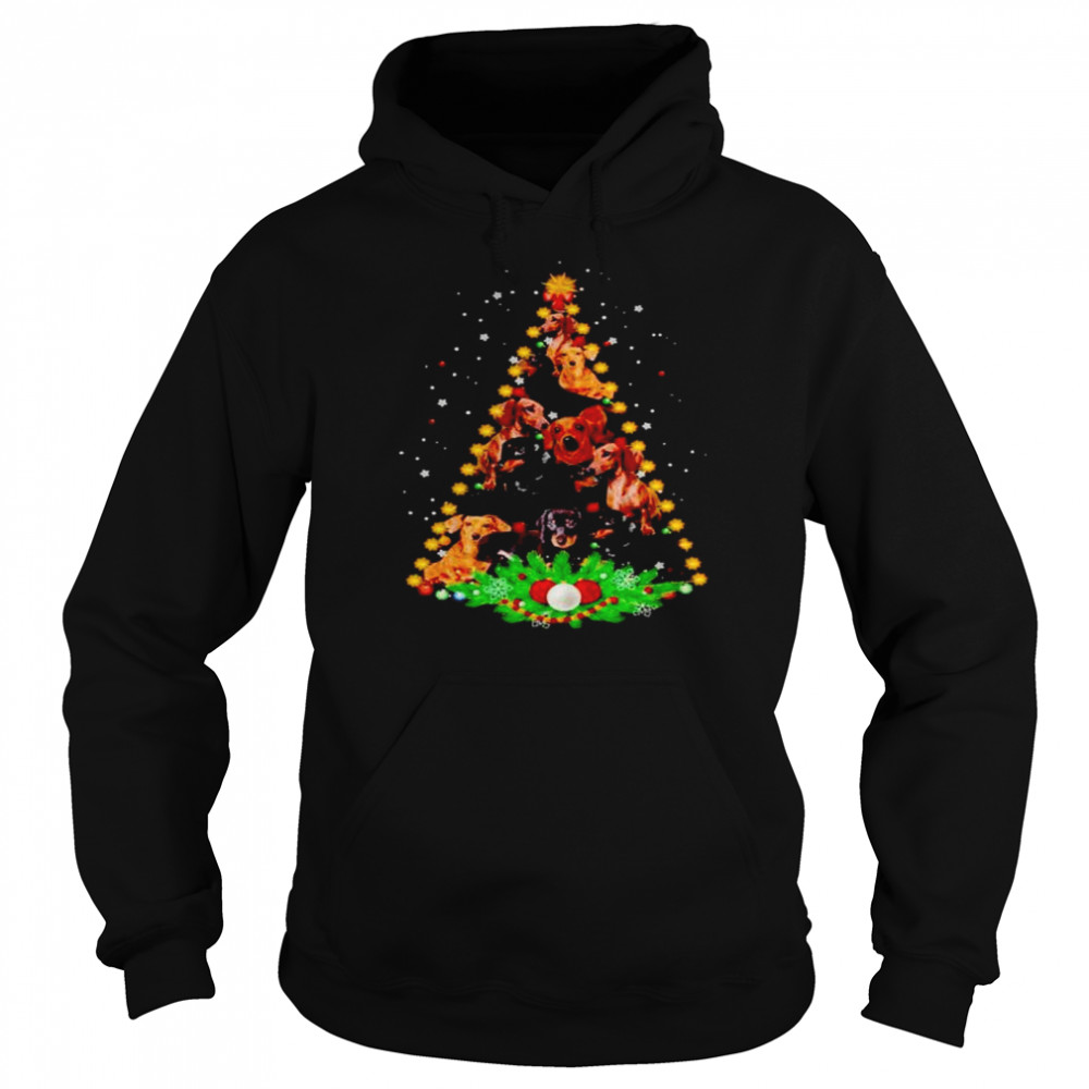 Nice dachshund make Christmas tree sweater Unisex Hoodie