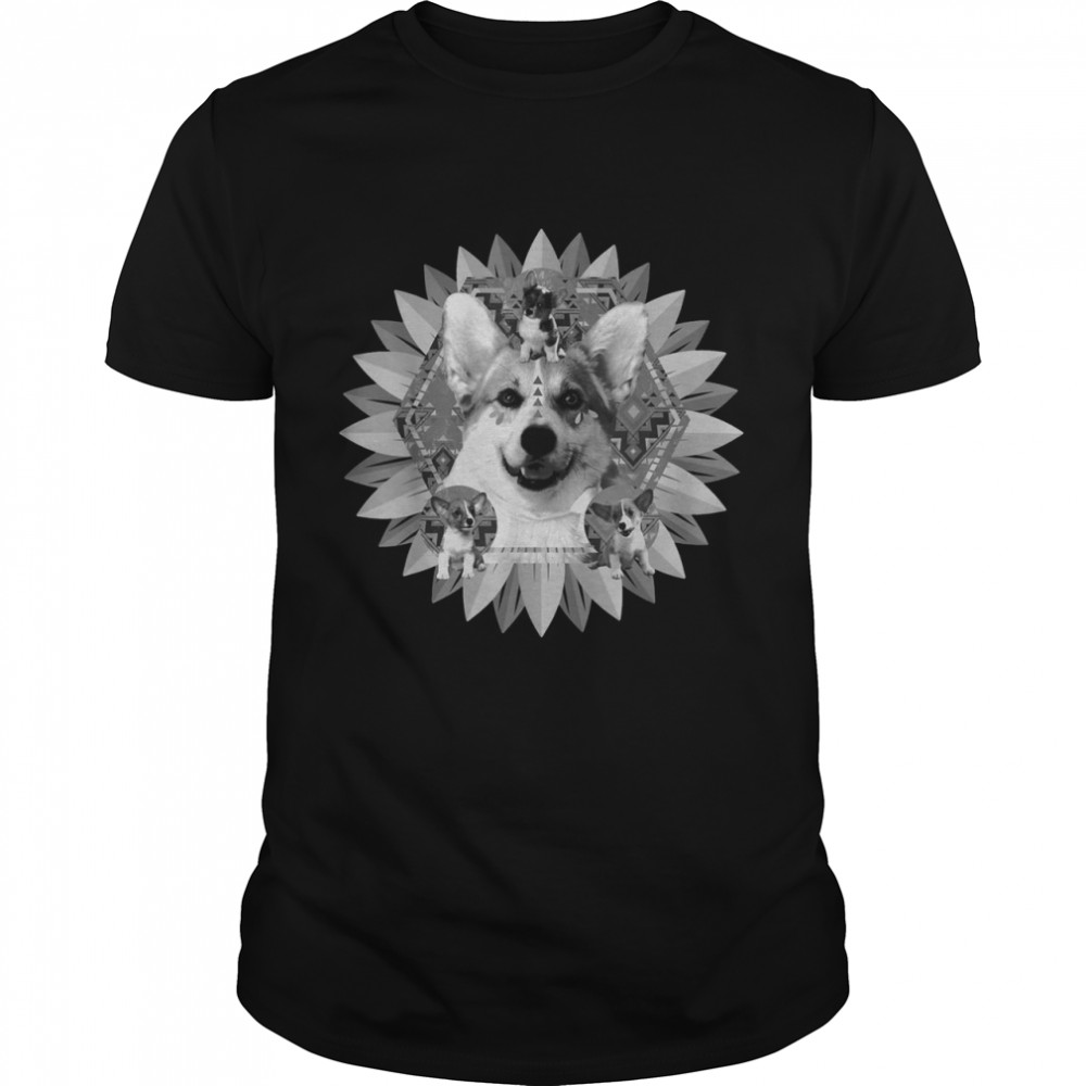 Retro Sunflower Indie Aesthetic Dog Vaporwave Classic Men's T-shirt