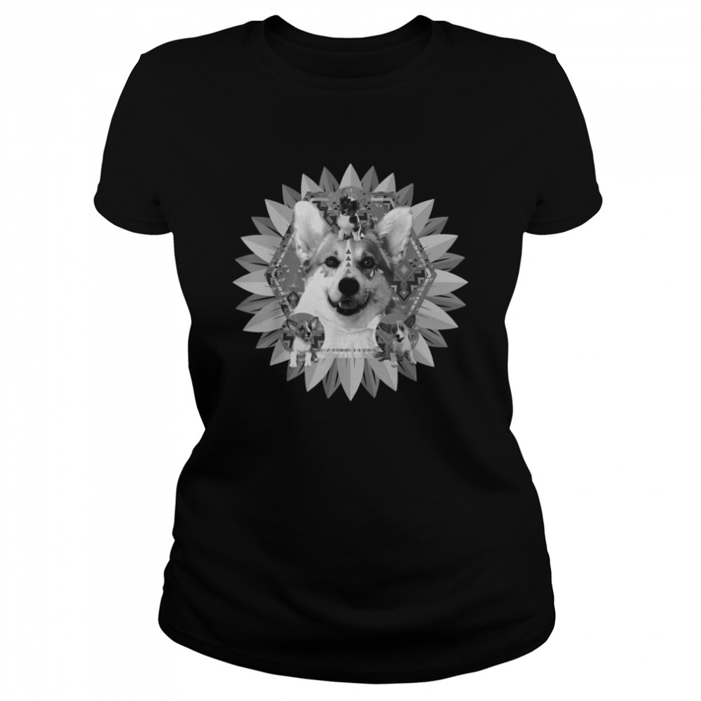 Retro Sunflower Indie Aesthetic Dog Vaporwave Classic Women's T-shirt