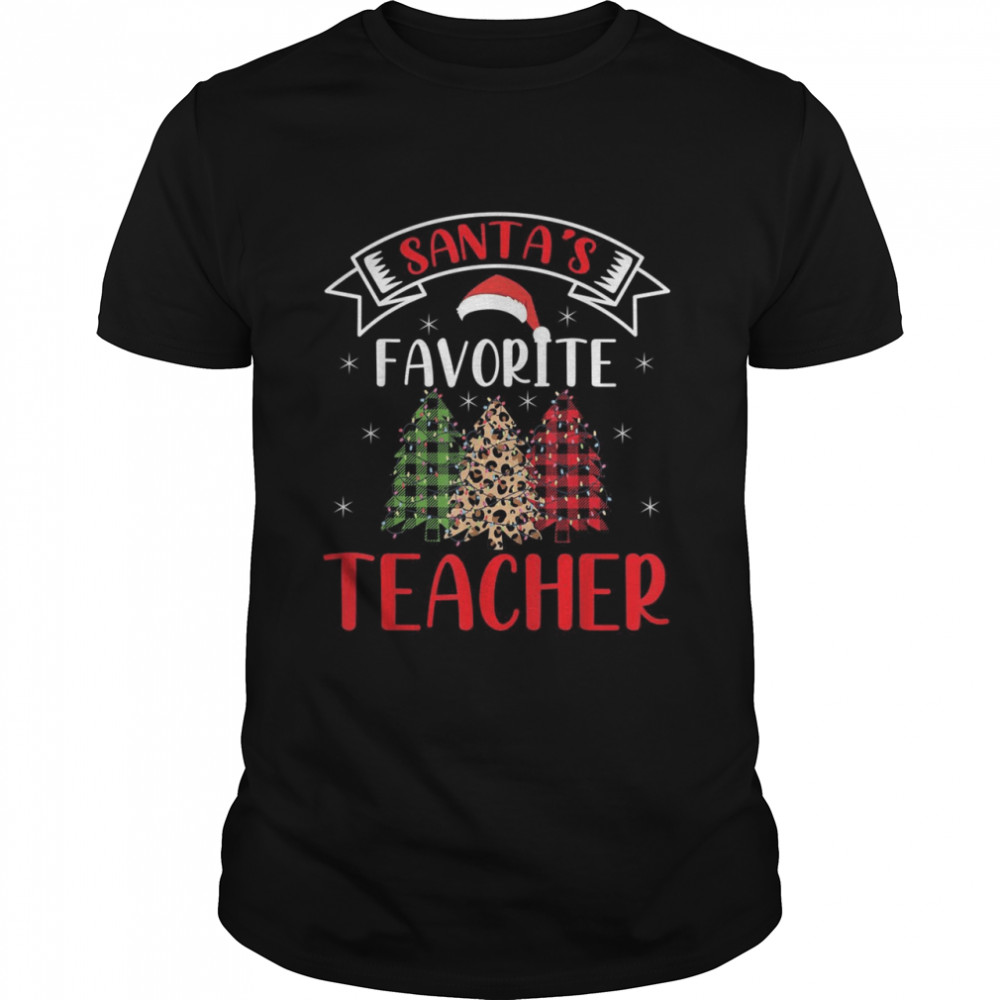 Santa’s Favorite Teacher for Christmas Santa Hat Light Classic Men's T-shirt