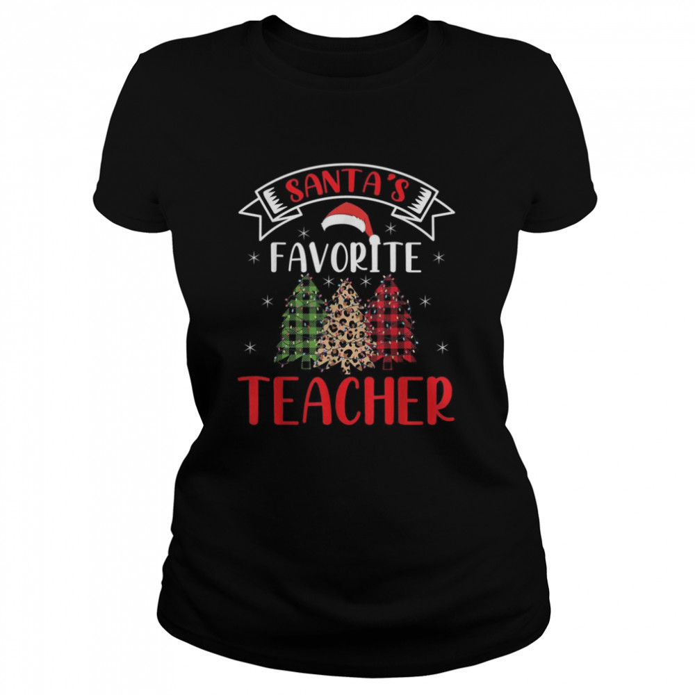 Santa’s Favorite Teacher for Christmas Santa Hat Light Classic Women's T-shirt