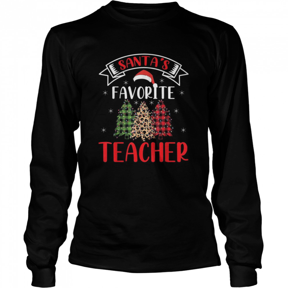 Santa’s Favorite Teacher for Christmas Santa Hat Light Long Sleeved T-shirt