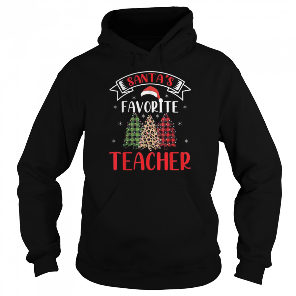 Santa’s Favorite Teacher for Christmas Santa Hat Light Unisex Hoodie