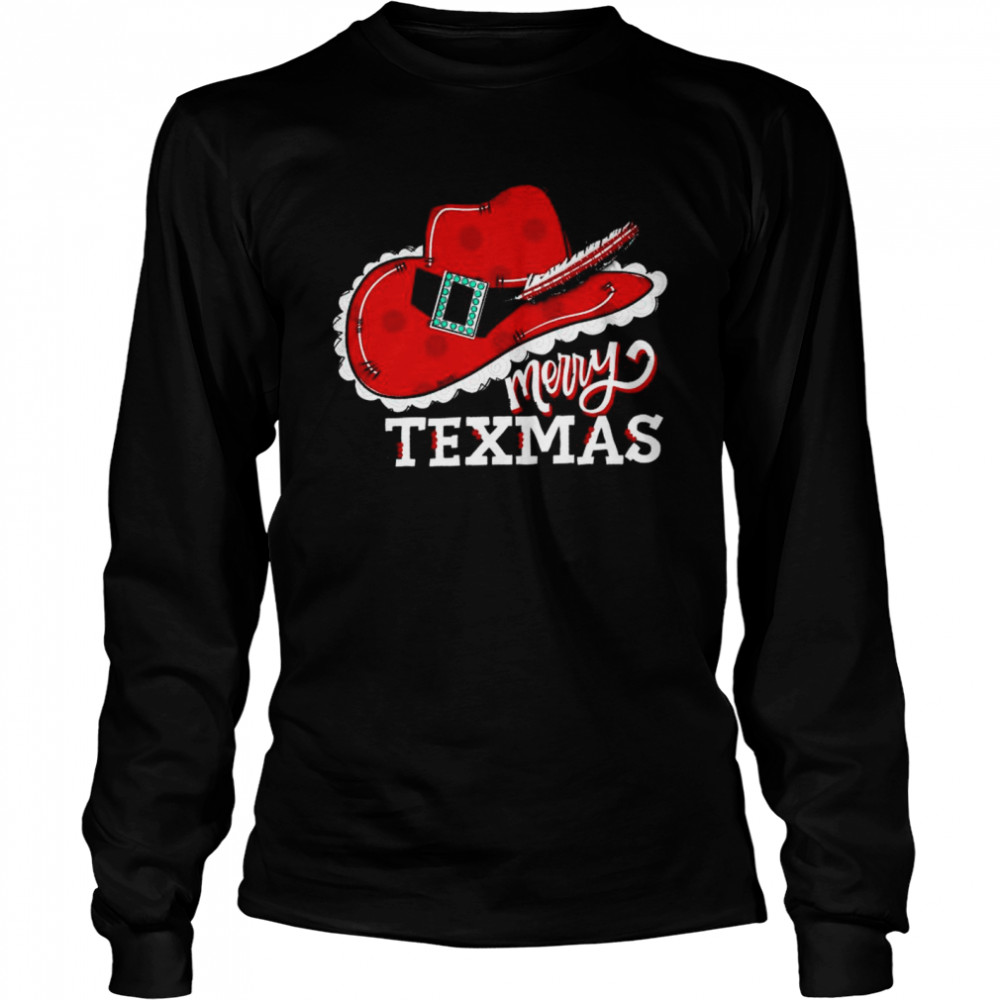 Tex Hat Merry Texmas Christmas Long Sleeved T-shirt