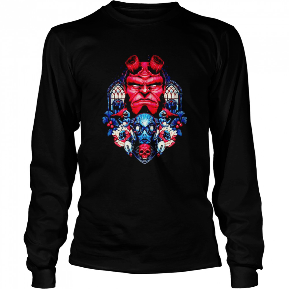 Top hellboy fire and water shirt Long Sleeved T-shirt