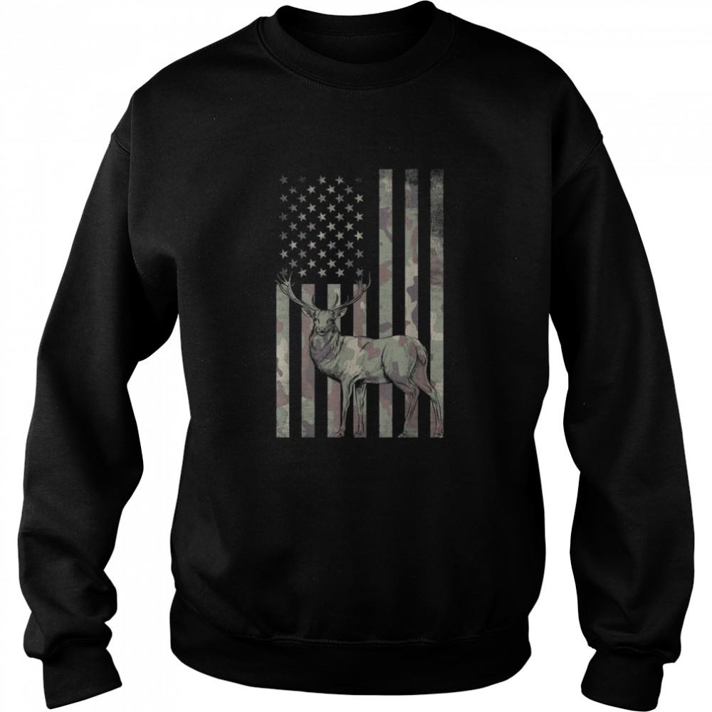 Whitetail Deer Hunting Buck American Camo USA Flag Unisex Sweatshirt