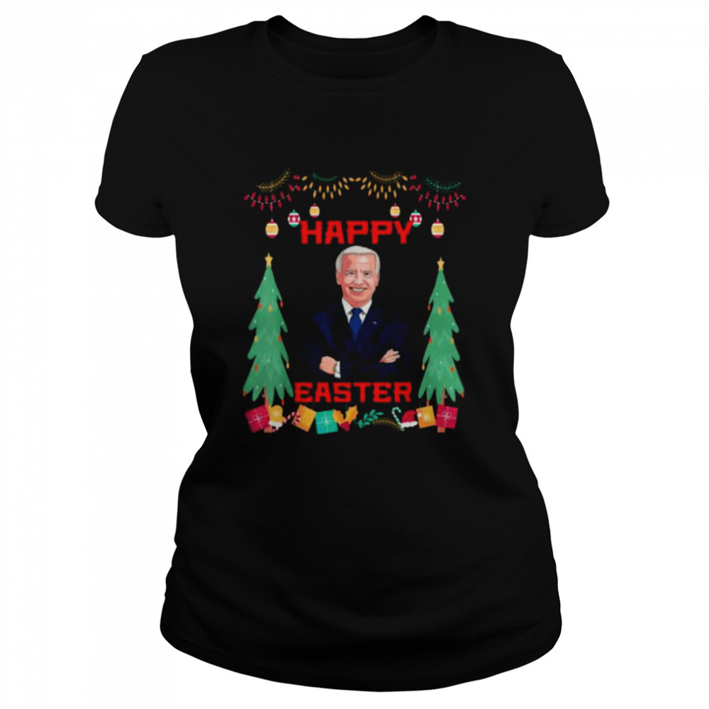Happy Easter Joe Biden Santa Confused Ugly Christmas Tee  Classic Women's T-shirt