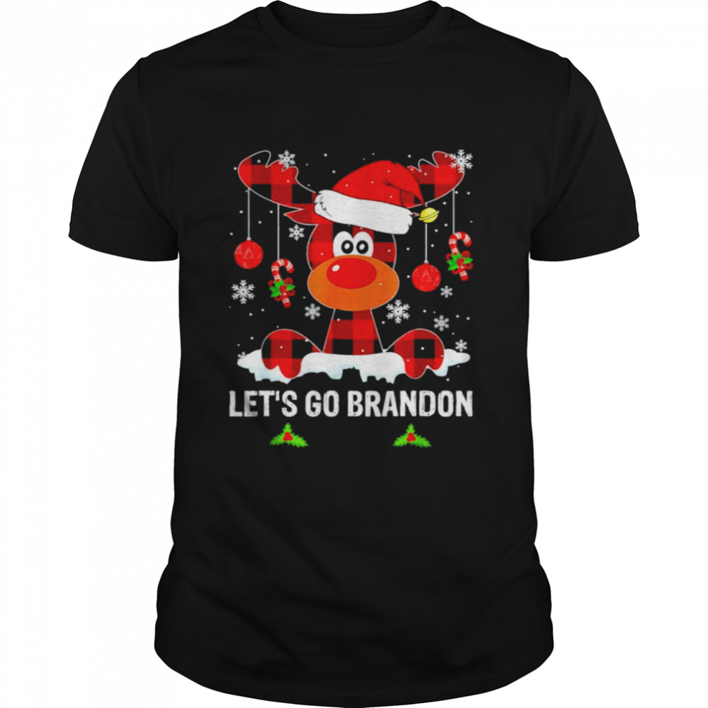 Lets Go Biden Brandon Buffalo Red Plaid Reindeer Christmas  Classic Men's T-shirt