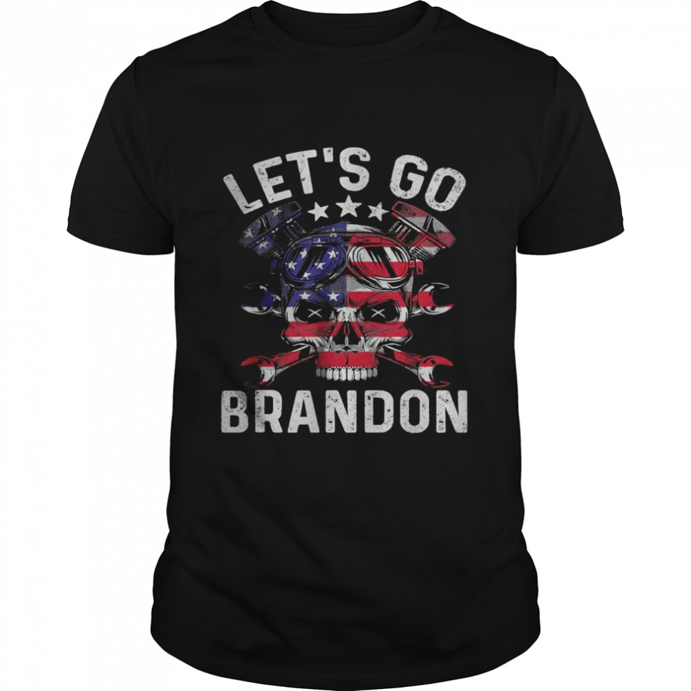 Let’s Go Branden Vintage Us Flag American Biker Motocycle T-Shirt
